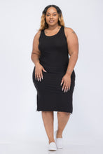 Load image into Gallery viewer, Plus Size Ribbed Side Slit Tank Midi Dress
