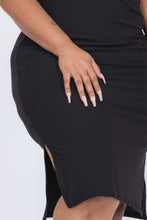 Load image into Gallery viewer, Plus Size Ribbed Side Slit Tank Midi Dress
