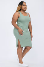 Load image into Gallery viewer, Plus Size Ribbed Side Slit Tank Midi Dress
