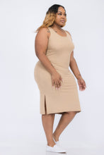 Load image into Gallery viewer, Plus Size Ribbed Side Slit Tank Midi Dress
