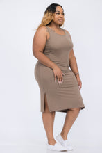 Load image into Gallery viewer, Plus Size Ribbed Side Slit Tank Midi Dress
