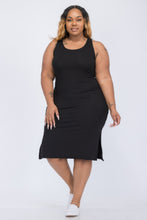Load image into Gallery viewer, Plus Size Ribbed Side Slit Tank Midi Dress
