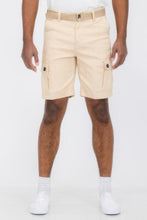 Load image into Gallery viewer, Mens Belted Cargo Shorts With Pockets
