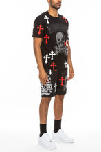 Load image into Gallery viewer, Cotton Print Chome Cross Thirt Short Set
