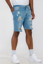 Load image into Gallery viewer, Distressed Stretch Denim Shorts
