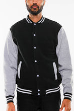 Load image into Gallery viewer, Mens Fleece Snap Button Varsity Jacket

