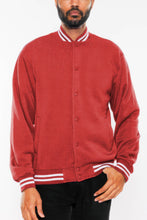 Load image into Gallery viewer, Mens Fleece Snap Button Varsity Jacket
