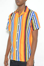Load image into Gallery viewer, Mens Striped Button Down Shirt Print
