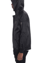 Load image into Gallery viewer, Satin Full Zip Hooded Windbreaker
