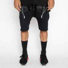 Load image into Gallery viewer, Leather Front Moto Short Pants
