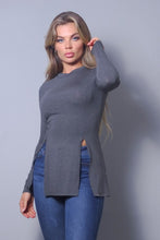 Load image into Gallery viewer, Sleek &amp; Chic Fall Long Sleeve Slitted Top
