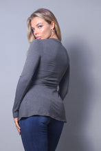 Load image into Gallery viewer, Sleek &amp; Chic Fall Long Sleeve Slitted Top
