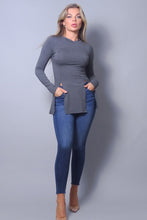Load image into Gallery viewer, Sleek &amp; Chic Fall Long Sleeve Slitted Top
