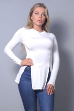 Load image into Gallery viewer, Sleek &amp; Chic Fall Long Sleeve Slitted Top
