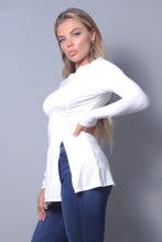 Load image into Gallery viewer, Sleek &amp; Chic Fall Long Sleeve Slitted Top

