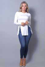 Load image into Gallery viewer, Sleek &amp; Chic Fall Long Sleeve Slitted Top
