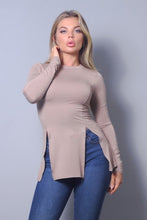 Load image into Gallery viewer, Sleek &amp; Chic Fall Long Sleeve Slitted Top
