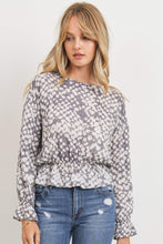 Load image into Gallery viewer, Ruffled Waist Drop Shoulder Long Sleeve Top
