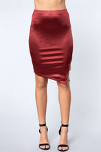 Load image into Gallery viewer, Jewel Strap Satin Midi Skirt
