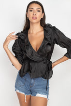 Load image into Gallery viewer, Surplice Short Sleeve Ruffle Top
