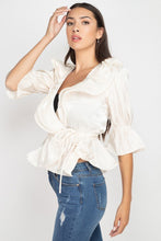 Load image into Gallery viewer, Surplice Short Sleeve Ruffle Top
