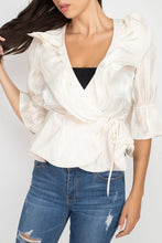 Load image into Gallery viewer, Surplice Short Sleeve Ruffle Top
