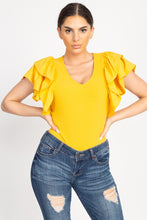 Load image into Gallery viewer, Ruffle Tiered Ribbed Top
