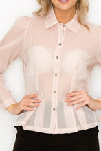 Load image into Gallery viewer, Organza Pleated Long Sleeve Blouse
