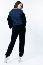 Load image into Gallery viewer, Tiered Velvet Ruffle Sleeve Pullover Crewneck Top
