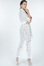 Load image into Gallery viewer, Belted Hi Low Placket Lace Shirt Dress
