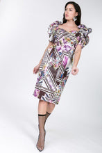 Load image into Gallery viewer, Puff Sleeve Bodycon Print Dress
