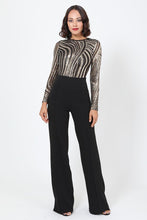 Load image into Gallery viewer, Sophisticated Gold Sequins Bodice Jumpsuit
