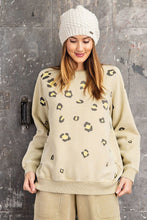 Load image into Gallery viewer, Long Sleeve Leopard Print Washed Terry Sweatshirt
