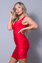 Load image into Gallery viewer, Sleeveless Crossover Front Ruched Bodycon Mini Dress
