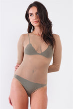 Load image into Gallery viewer, Sexy Fine Fishnet Sheer Mesh Crew Neck Long Sleeve Bodysuit
