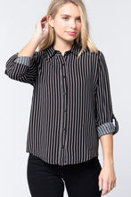Load image into Gallery viewer, 3/4 Roll Up Slv Stripe Print Shirt
