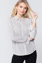 Load image into Gallery viewer, 3/4 Roll Up Slv Stripe Print Shirt
