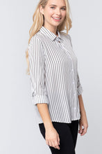 Load image into Gallery viewer, 3/4 Roll Up Slv Stripe Print Shirt
