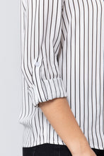 Load image into Gallery viewer, 3/4 Roll Up Slv Stripe Print Shirt
