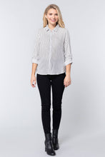 Load image into Gallery viewer, 3/4 Roll Up Slv Stripe Print Shirt
