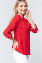 Load image into Gallery viewer, 3/4 Roll Up Slv Dot Print Shirt
