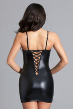 Load image into Gallery viewer, Deep Plunge Mini Dress, Cross-strap Detail Up The Front
