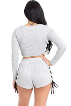 Load image into Gallery viewer, Color Contrast Lace Up Side Shorts Set

