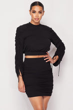 Load image into Gallery viewer, Ruched Long Sleeve And Skirt Set
