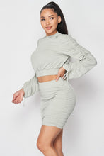 Load image into Gallery viewer, Ruched Long Sleeve And Skirt Set
