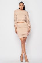 Load image into Gallery viewer, Ruched Long Sleeve And Skirt Set
