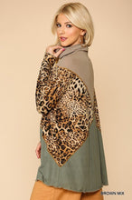 Load image into Gallery viewer, Solid And Animal Print Mixed Knit Turtleneck Top With Long Sleeves
