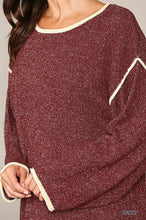 Load image into Gallery viewer, Two-tone Sold Round Neck Sweater Top With Piping Detail
