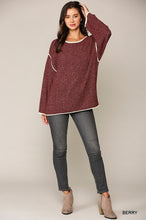 Load image into Gallery viewer, Two-tone Sold Round Neck Sweater Top With Piping Detail
