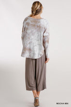 Load image into Gallery viewer, Tie Dye Round Neck Ribbed Button Front Top With Round Hem
